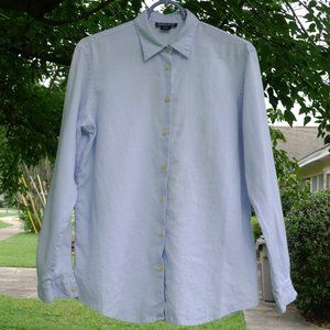 Lands' End Pale Blue Linen Shirt Size 10 Reg